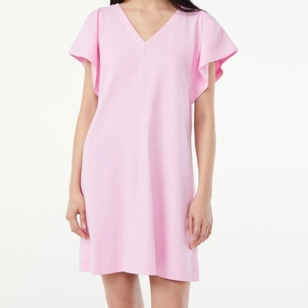 NWT Women's Free Assembly Women's V-Neck Dress with Flounce Sleeves Sz Small